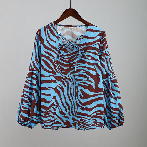 Load image into Gallery viewer, Zebra V-neck Women Blouse
