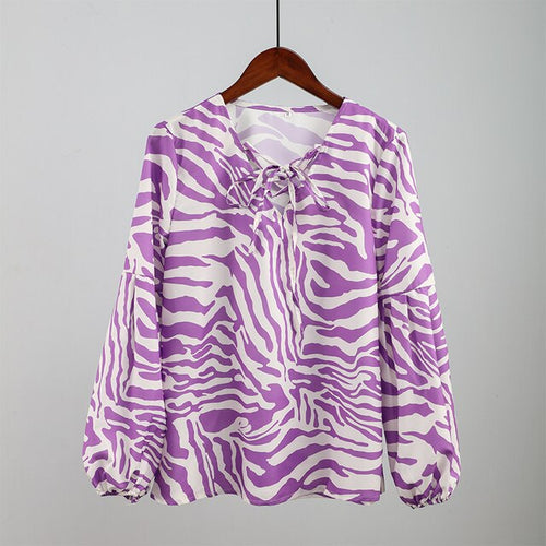 Load image into Gallery viewer, Zebra V-neck Women Blouse
