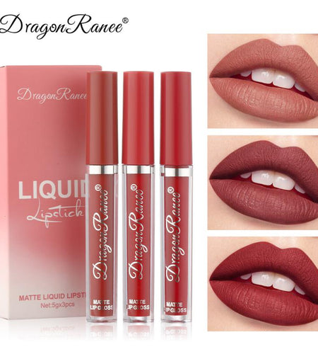 3pc/set Waterproof Matte Velvet Lip Gloss