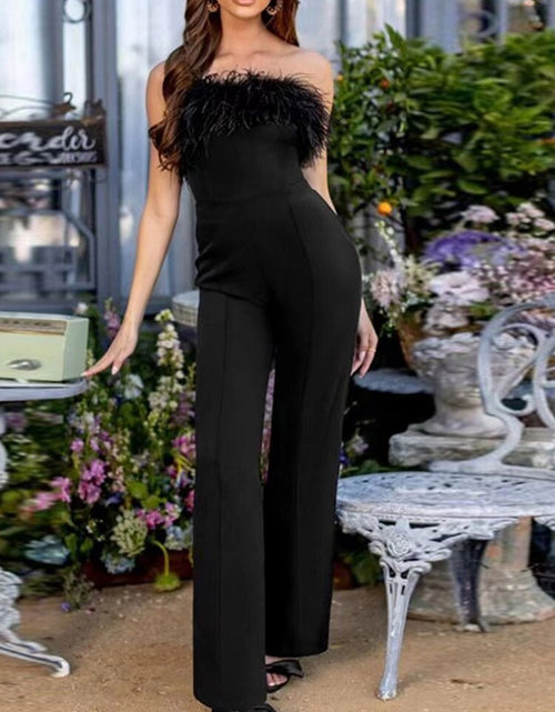 Load image into Gallery viewer, Women Sequined Feather-paneled Jumpsuit
