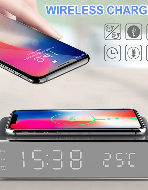 Load image into Gallery viewer, LED Alarm Clock QI Wireless Charger
