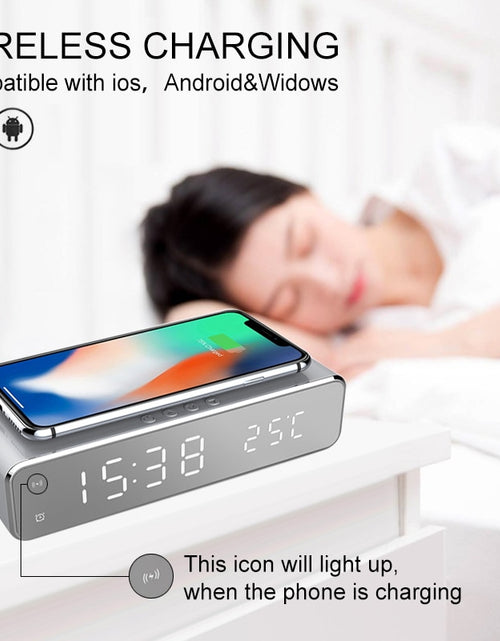 Load image into Gallery viewer, LED Alarm Clock QI Wireless Charger
