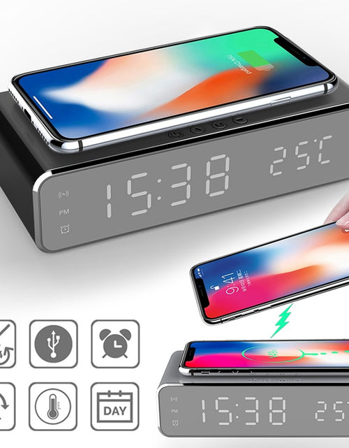 Load image into Gallery viewer, LED Alarm Clock QI Wireless Charger
