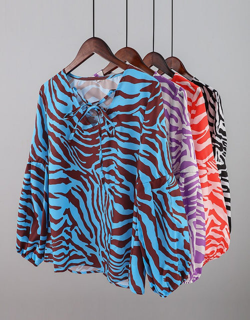 Load image into Gallery viewer, Zebra V-neck Women Blouse
