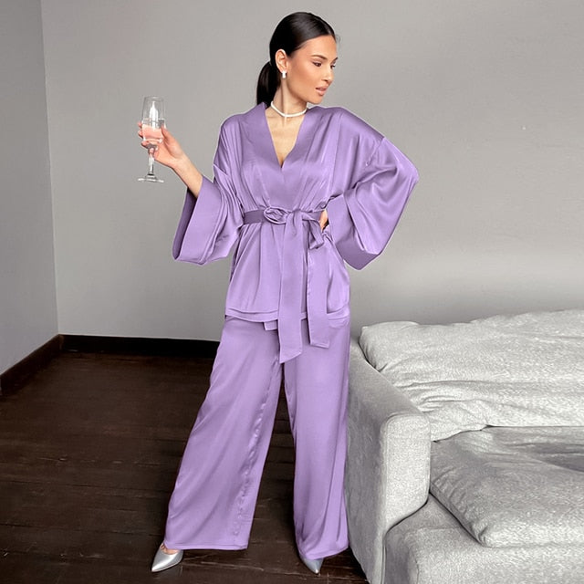 2 Piece Set Satin Sleepwear