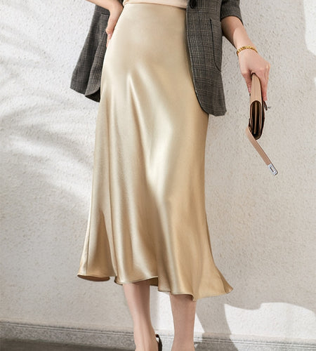 High Waisted Silk Skirt