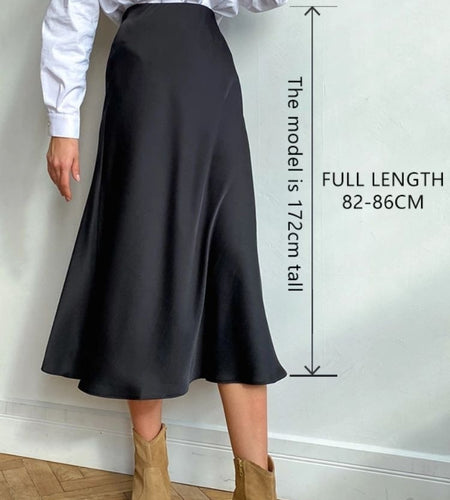 High Waisted Silk Skirt