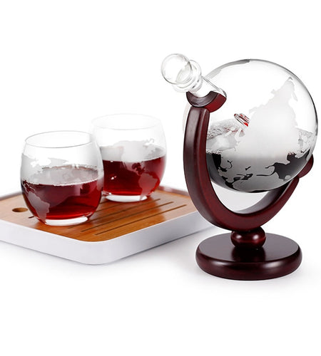 Whiskey Decanter Globe Wine Aerator Glass Set