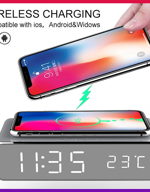 Load image into Gallery viewer, LED Alarm Clock QI Wireless Charger
